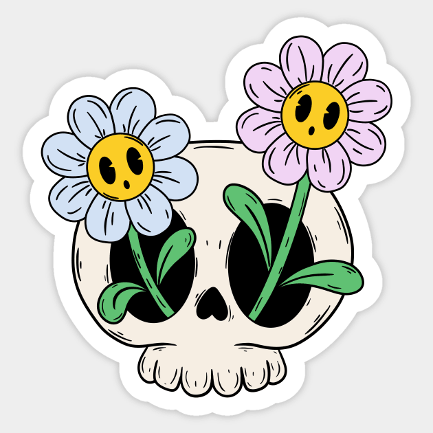 Skull flowers Sticker by Maariahdzz